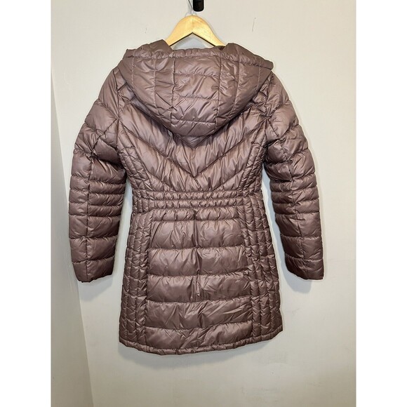 Kenneth Cole Reaction Women's size M Quilted Cinched Waist Puffer Coat Hooded - Picture 6 of 6